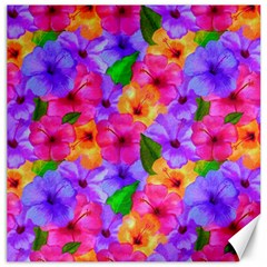 Watercolor Flowers  Multi-colored Bright Flowers Canvas 16  X 16  by SychEva