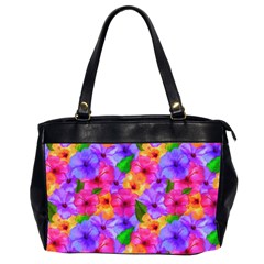 Watercolor Flowers  Multi-colored Bright Flowers Oversize Office Handbag (2 Sides) by SychEva