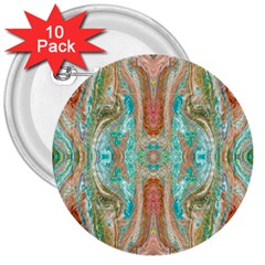 Emerald Marbling 3  Buttons (10 Pack)  by kaleidomarblingart