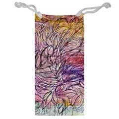 Mixed Media Leaves Jewelry Bag by kaleidomarblingart