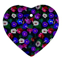 Watercolor Flowers  Bindweed  Liana Heart Ornament (two Sides) by SychEva