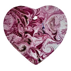 Dusty Pink Marbling Ornament (heart) by kaleidomarblingart