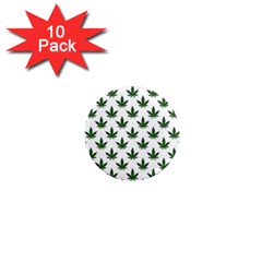 Weed At White, Ganja Leafs Pattern, 420 Hemp Regular Theme 1  Mini Magnet (10 Pack)  by Casemiro