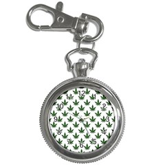 Weed At White, Ganja Leafs Pattern, 420 Hemp Regular Theme Key Chain Watches by Casemiro