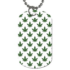 Weed At White, Ganja Leafs Pattern, 420 Hemp Regular Theme Dog Tag (two Sides) by Casemiro