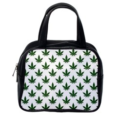 Weed At White, Ganja Leafs Pattern, 420 Hemp Regular Theme Classic Handbag (one Side) by Casemiro