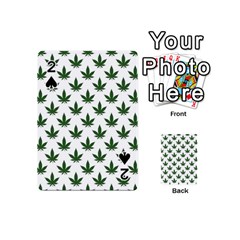 Weed At White, Ganja Leafs Pattern, 420 Hemp Regular Theme Playing Cards 54 Designs (mini) by Casemiro