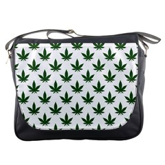 Weed At White, Ganja Leafs Pattern, 420 Hemp Regular Theme Messenger Bag by Casemiro