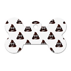 Happy Poo Pattern, Funny Emoji, Emoticon Theme, Vector Dog Tag Bone (one Side) by Casemiro