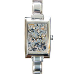 Famous Heroes Of The Kabuki Stage Played By Frogs  Rectangle Italian Charm Watch by Sobalvarro