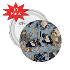 Famous Heroes Of The Kabuki Stage Played By Frogs  2 25  Buttons (10 Pack)  by Sobalvarro