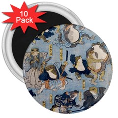 Famous Heroes Of The Kabuki Stage Played By Frogs  3  Magnets (10 Pack)  by Sobalvarro