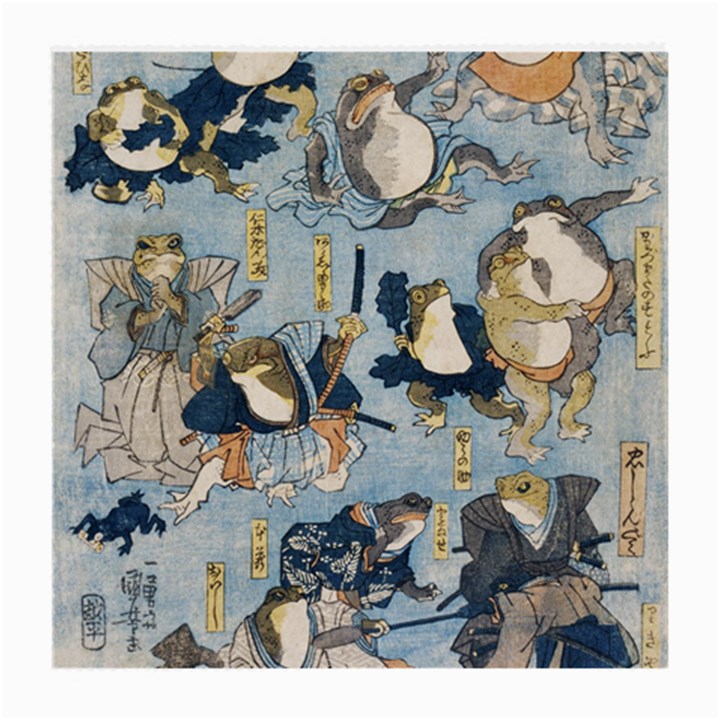 Famous heroes of the kabuki stage played by frogs  Medium Glasses Cloth (2 Sides)