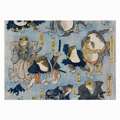 Famous Heroes Of The Kabuki Stage Played By Frogs  Large Glasses Cloth by Sobalvarro