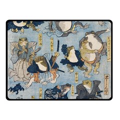 Famous heroes of the kabuki stage played by frogs  Double Sided Fleece Blanket (Small) 