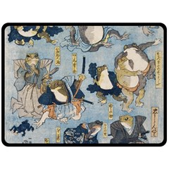 Famous heroes of the kabuki stage played by frogs  Double Sided Fleece Blanket (Large) 