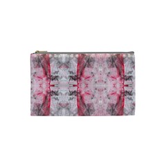 Pink On Grey I Repeats Cosmetic Bag (small) by kaleidomarblingart