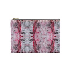 Pink On Grey I Repeats Cosmetic Bag (medium) by kaleidomarblingart