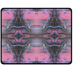 Grey Pink Module  Double Sided Fleece Blanket (medium)  by kaleidomarblingart