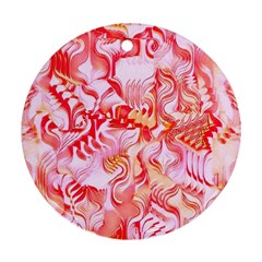 Cherry Blossom Cascades Abstract Floral Pattern Pink White  Ornament (round) by CrypticFragmentsDesign