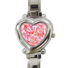 Cherry Blossom Cascades Abstract Floral Pattern Pink White  Heart Italian Charm Watch by CrypticFragmentsDesign