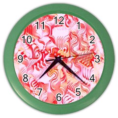 Cherry Blossom Cascades Abstract Floral Pattern Pink White  Color Wall Clock by CrypticFragmentsDesign