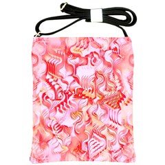 Cherry Blossom Cascades Abstract Floral Pattern Pink White  Shoulder Sling Bag by CrypticFragmentsDesign