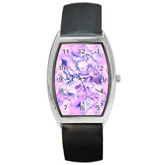 Hydrangea Blossoms Fantasy Gardens Pastel Pink And Blue Barrel Style Metal Watch by CrypticFragmentsDesign