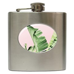 Palm Leaves On Pink Hip Flask (6 Oz) by goljakoff