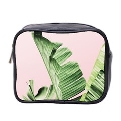 Palm Leaves On Pink Mini Toiletries Bag (two Sides) by goljakoff