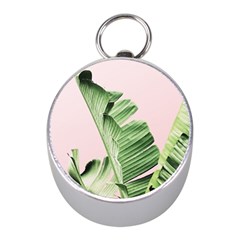 Palm Leaves On Pink Mini Silver Compasses by goljakoff