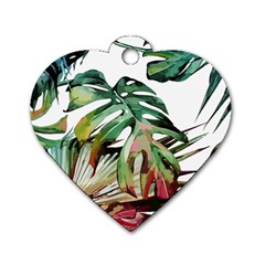 Tropical Leaves Dog Tag Heart (one Side) by goljakoff