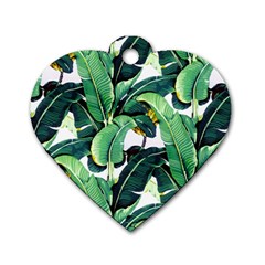 Banana Leaves Dog Tag Heart (two Sides) by goljakoff