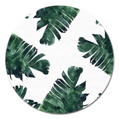 Banana Leaves Magnet 5  (round) by goljakoff