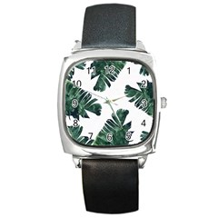 Banana Leaves Square Metal Watch by goljakoff