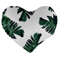 Banana Leaves Large 19  Premium Heart Shape Cushions by goljakoff
