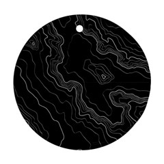 Black Topography Ornament (round) by goljakoff