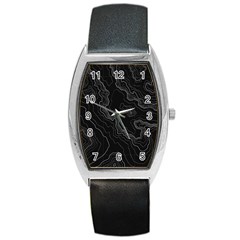 Black Topography Barrel Style Metal Watch by goljakoff