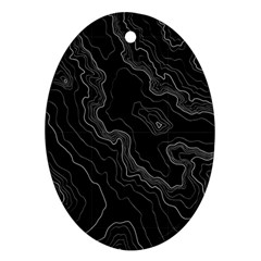 Black Topography Oval Ornament (two Sides)