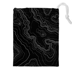 Black Topography Drawstring Pouch (5xl) by goljakoff