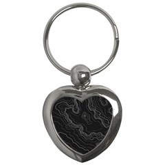 Black Topography Key Chain (heart) by goljakoff