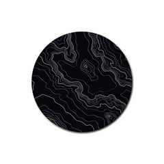 Black Topography Rubber Coaster (round)  by goljakoff