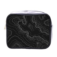 Black Topography Mini Toiletries Bag (one Side) by goljakoff
