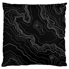 Black Topography Large Flano Cushion Case (one Side) by goljakoff