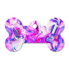 Hot Pink Fuchsia Flower Fantasy  Dog Tag Bone (one Side) by CrypticFragmentsDesign