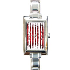 Red Stripes Rectangle Italian Charm Watch by goljakoff