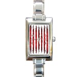Red stripes Rectangle Italian Charm Watch Front