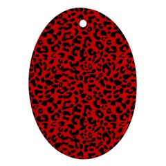 Red And Black Leopard Spots, Animal Fur Ornament (oval) by Casemiro