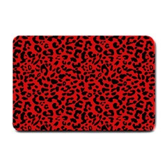 Red And Black Leopard Spots, Animal Fur Small Doormat  by Casemiro