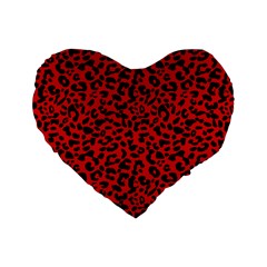 Red And Black Leopard Spots, Animal Fur Standard 16  Premium Heart Shape Cushions by Casemiro